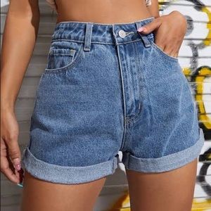 blue baggy shorts